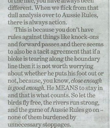 fitz column on AFL rules - detail - net